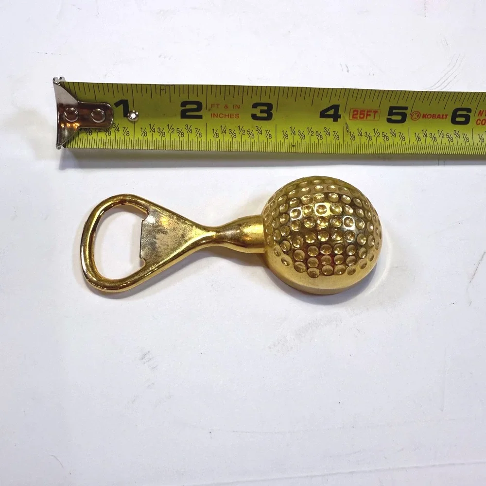 Vintage Gold Tone Golf Ball Bottle Opener Bar Tool Sports Gift